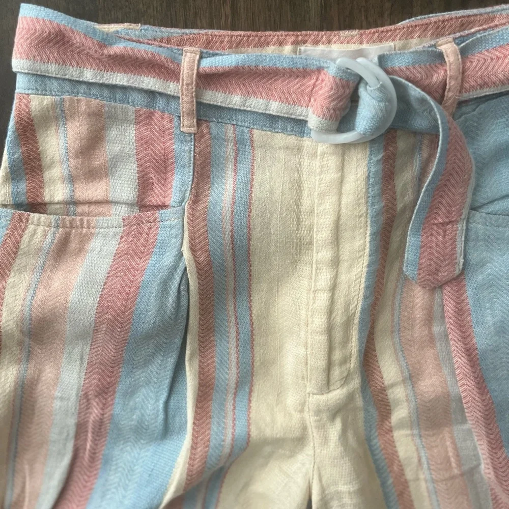 Anthropologie - Beach Striped Linen Pants - size 4. Vacation Ready!